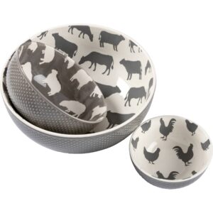 Farm Animals Bowl Set of 3